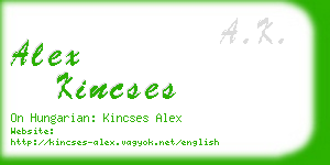 alex kincses business card